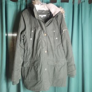 DKNY Olive Green Quilted Parka